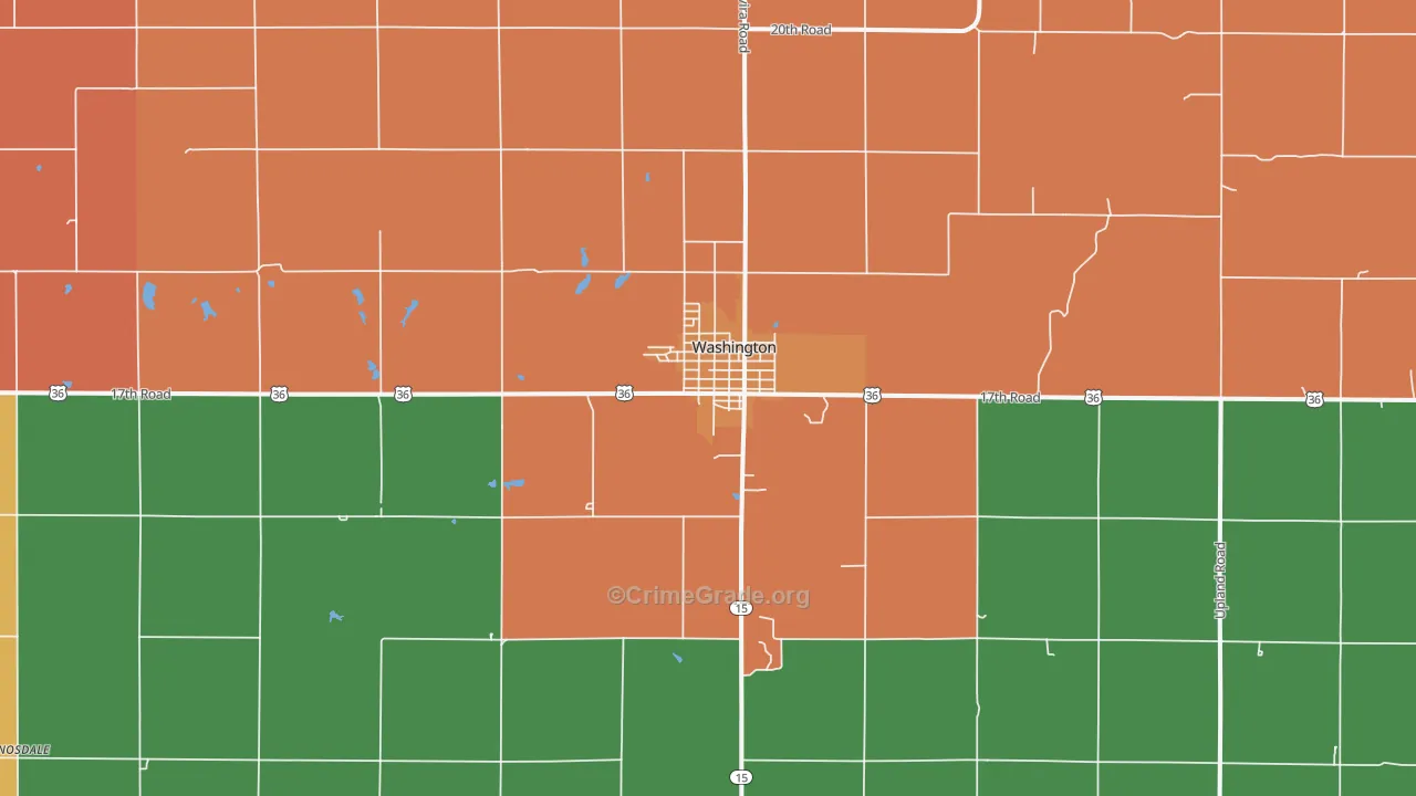 Washington, KS Map of Theft Rates