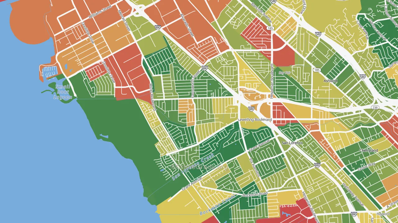 Washington Manor-Bonaire, San Leandro, CA Map of Theft Rates