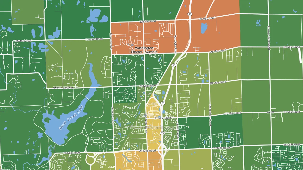 Washington, MI Map of Theft Rates