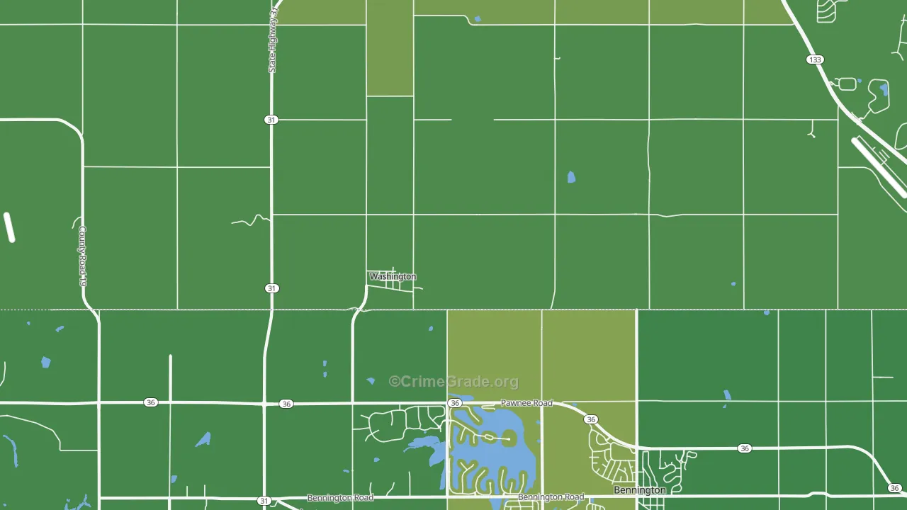 Washington, NE Map of Theft Rates