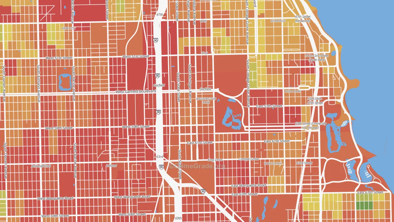 Washington Park, Chicago, IL Map of Theft Rates