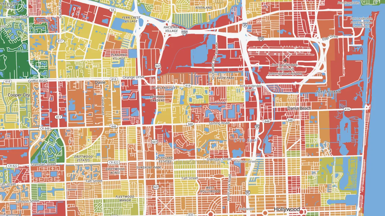 Washington Park, Hollywood, FL Map of Theft Rates