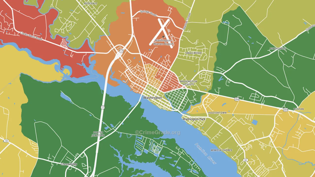 Washington Park, NC Map of Theft Rates