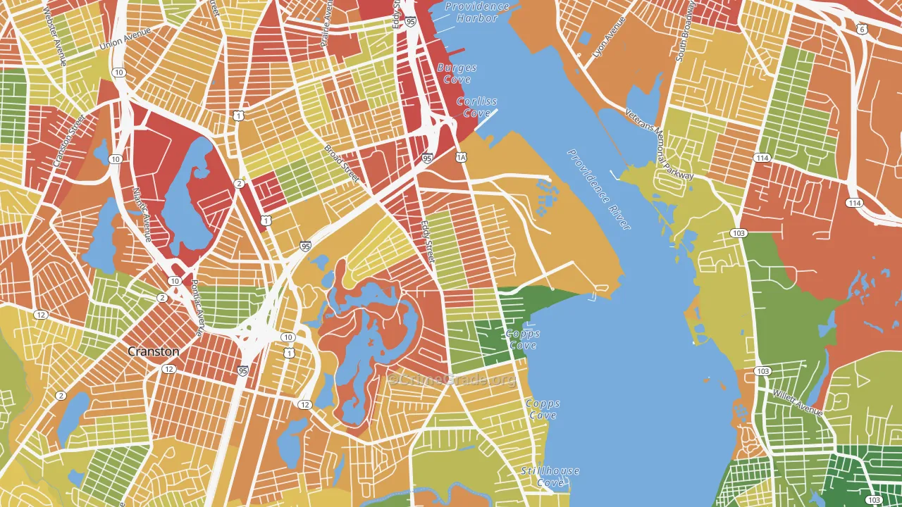 Washington Park, Providence, RI Map of Theft Rates