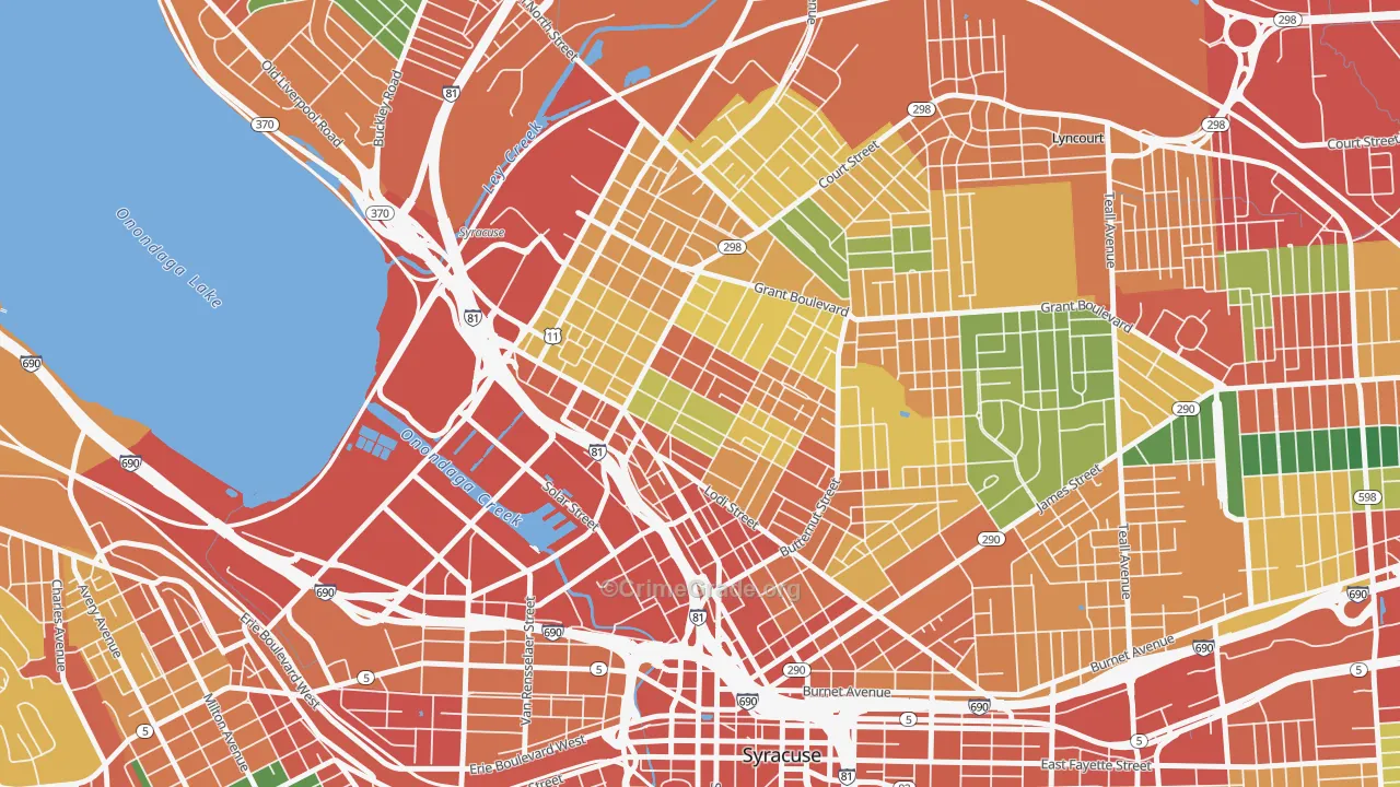 Washington Square, Syracuse, NY Map of Theft Rates