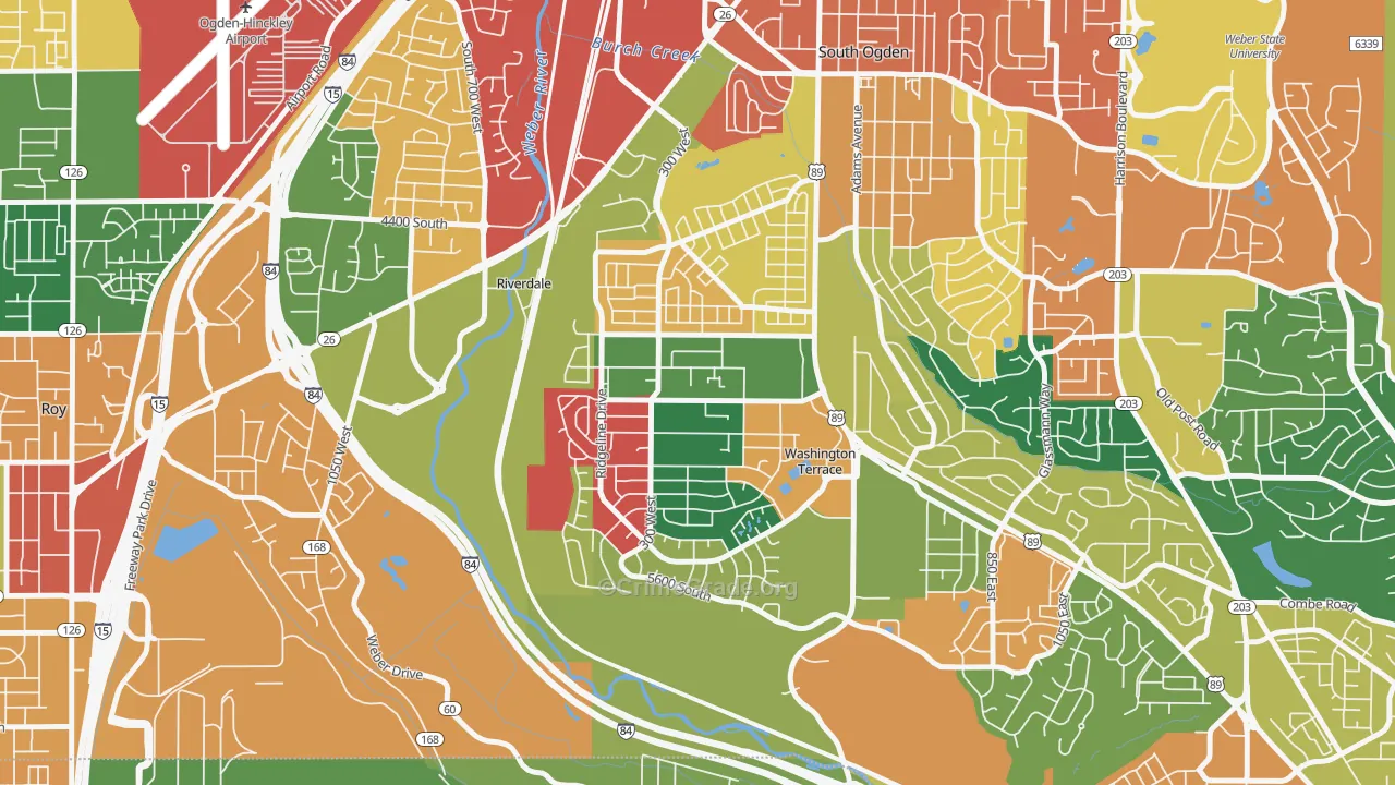 Washington Terrace, UT Map of Theft Rates