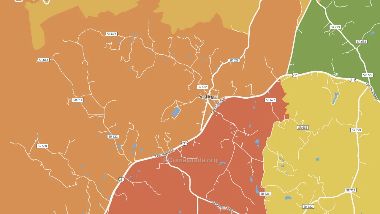 Washington, VA Map of Theft Rates
