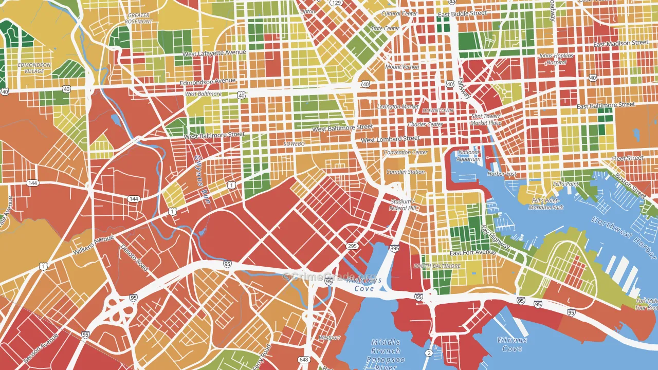 Washington Village, Baltimore, MD Map of Theft Rates