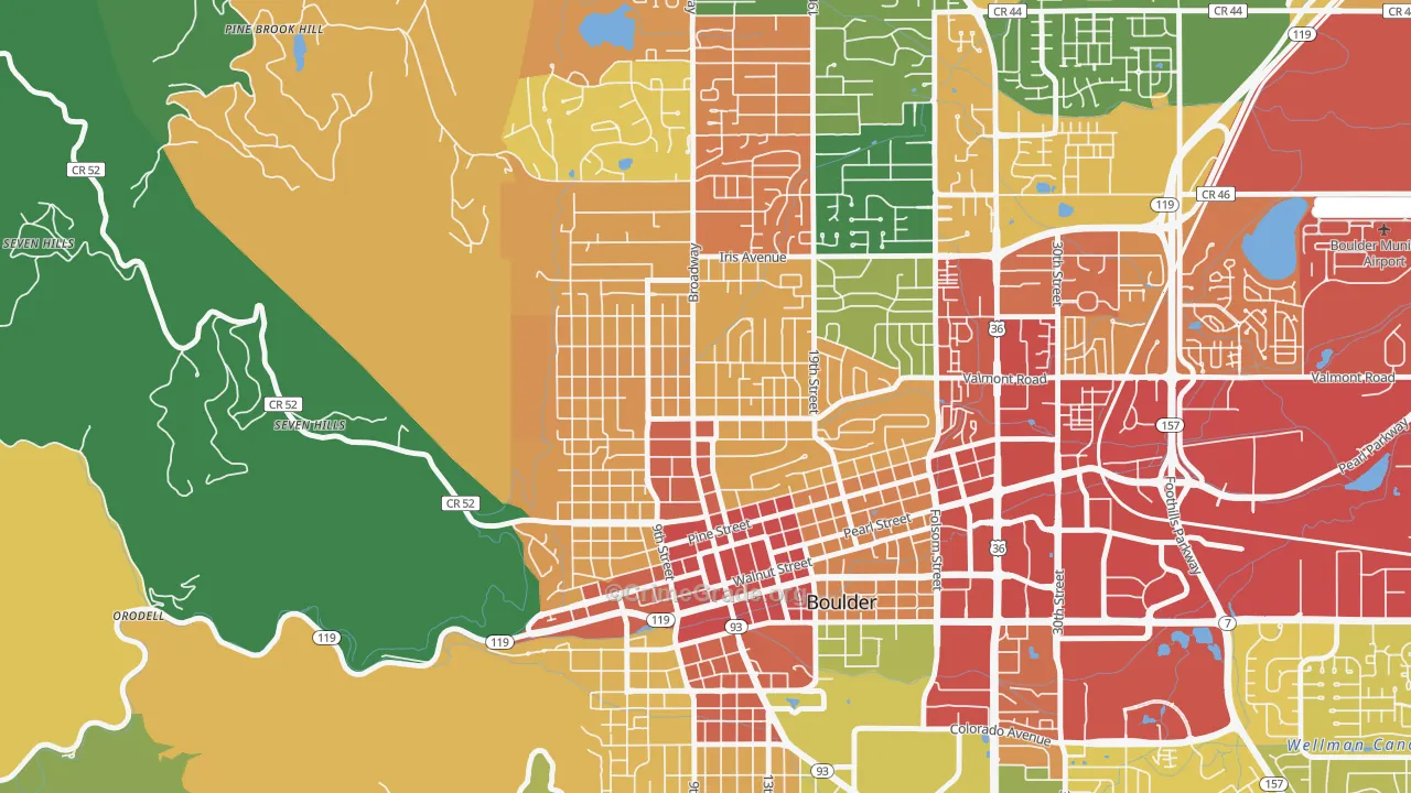 Washington Village, Boulder, CO Map of Theft Rates