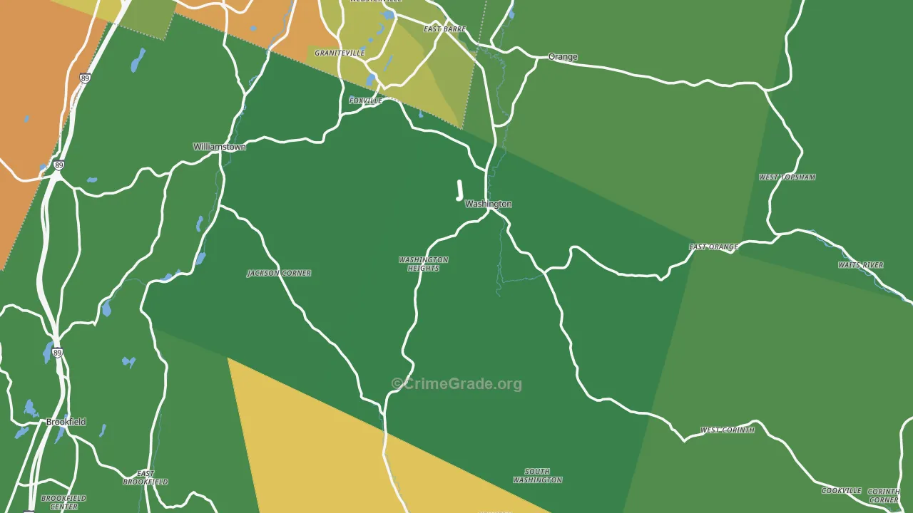 Washington, VT Map of Theft Rates