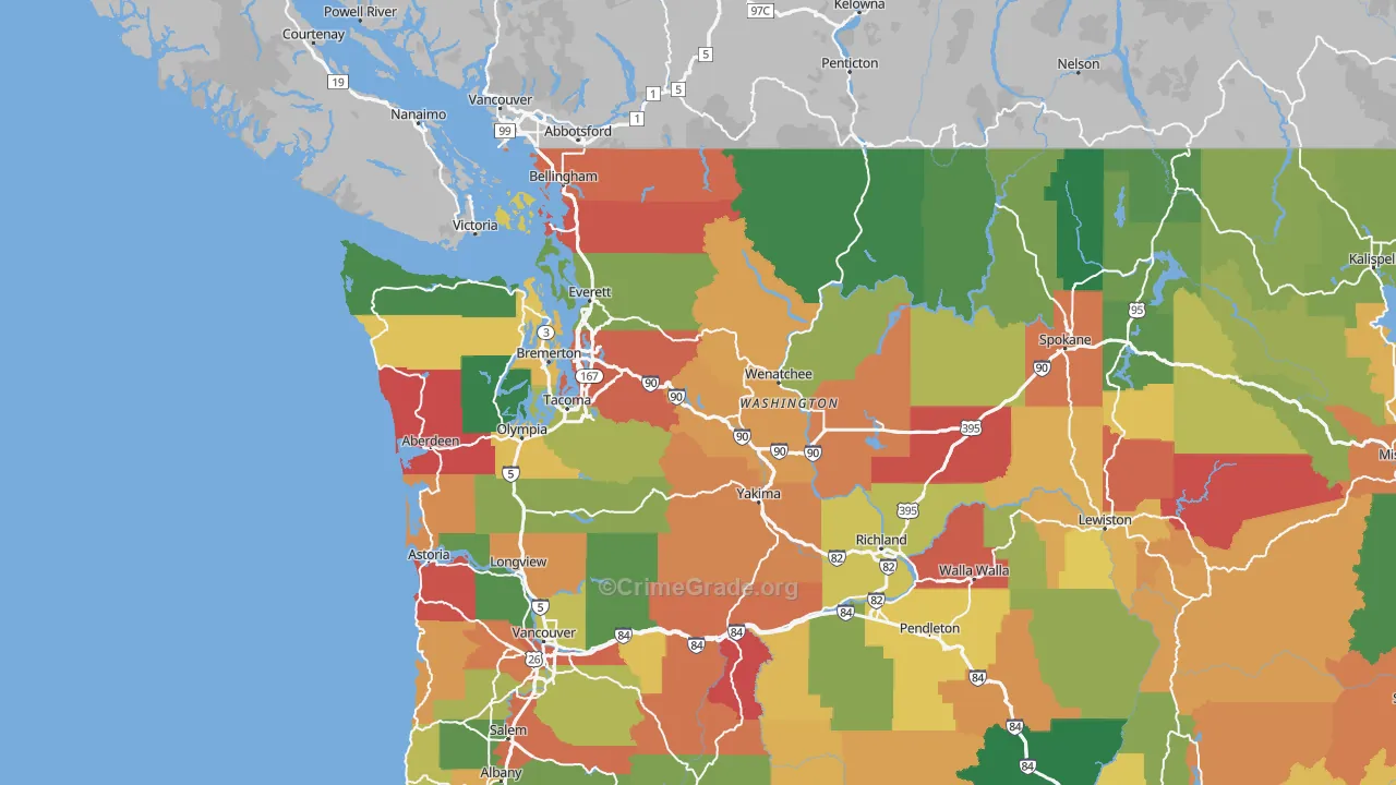 Washington Map of Theft Rates
