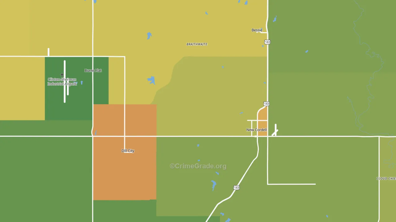 Washita County, OK Map of Theft Rates