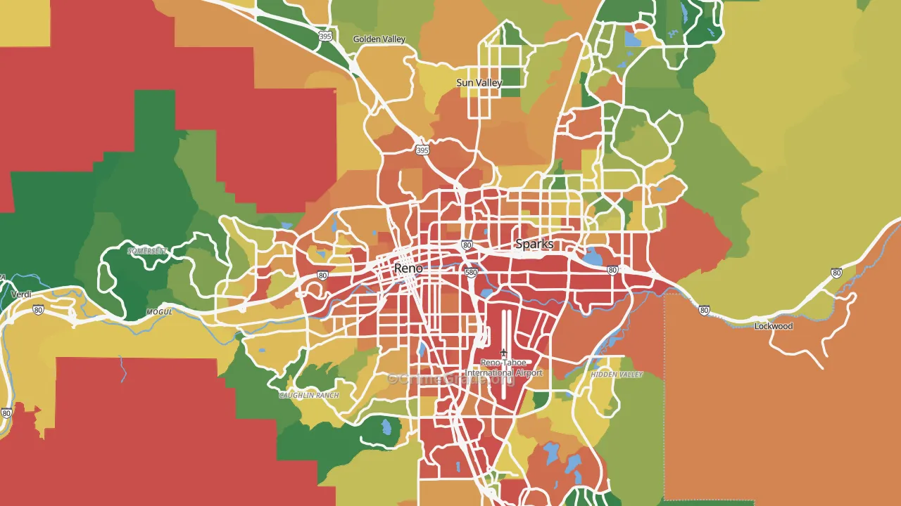 Washoe County, NV Map of Theft Rates