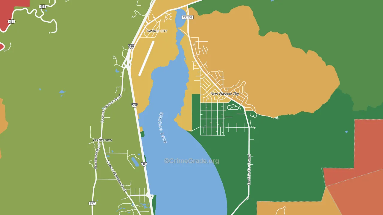 Washoe Valley, NV Map of Theft Rates