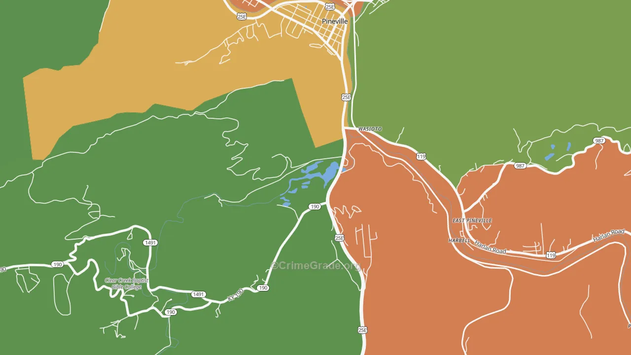 Wasioto, KY Map of Theft Rates