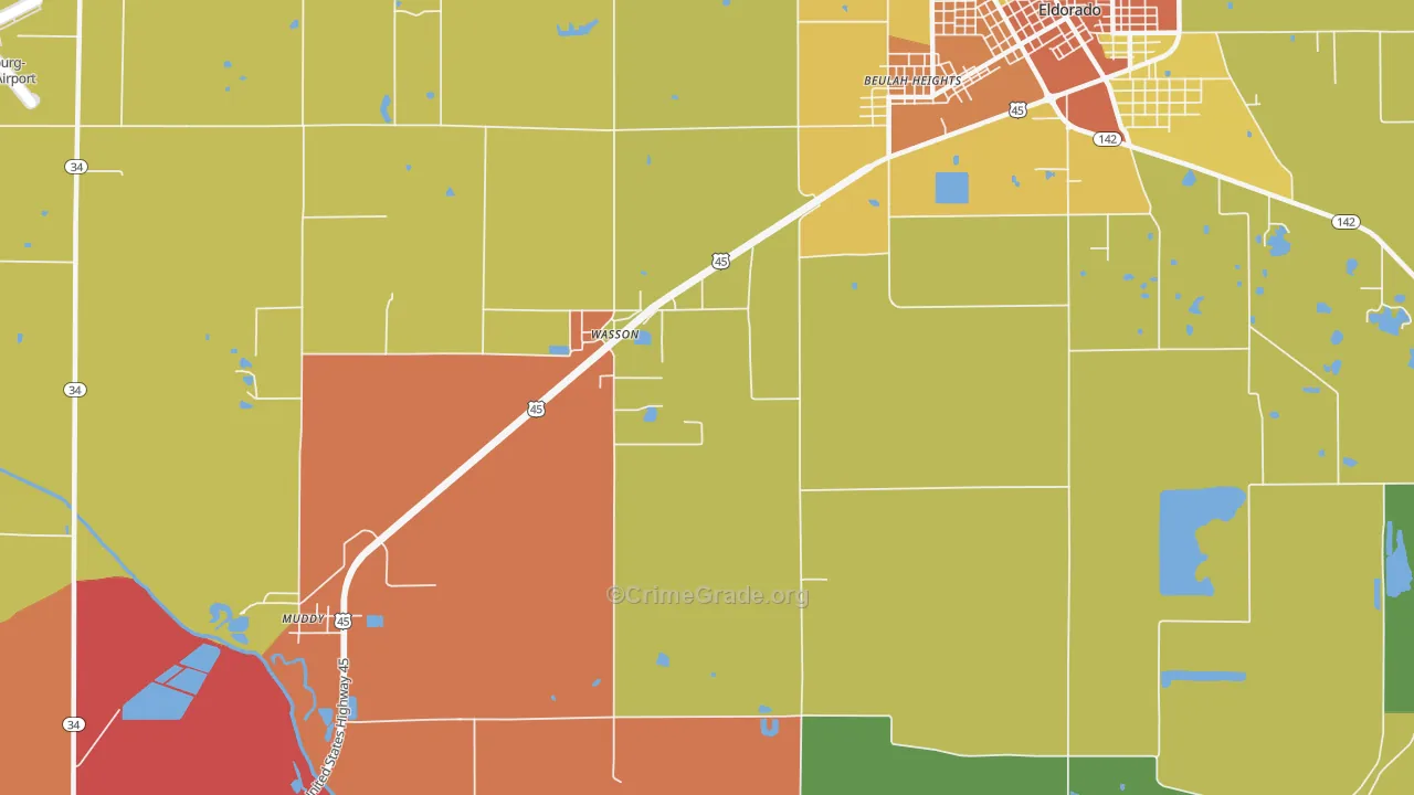 Wasson, IL Map of Theft Rates
