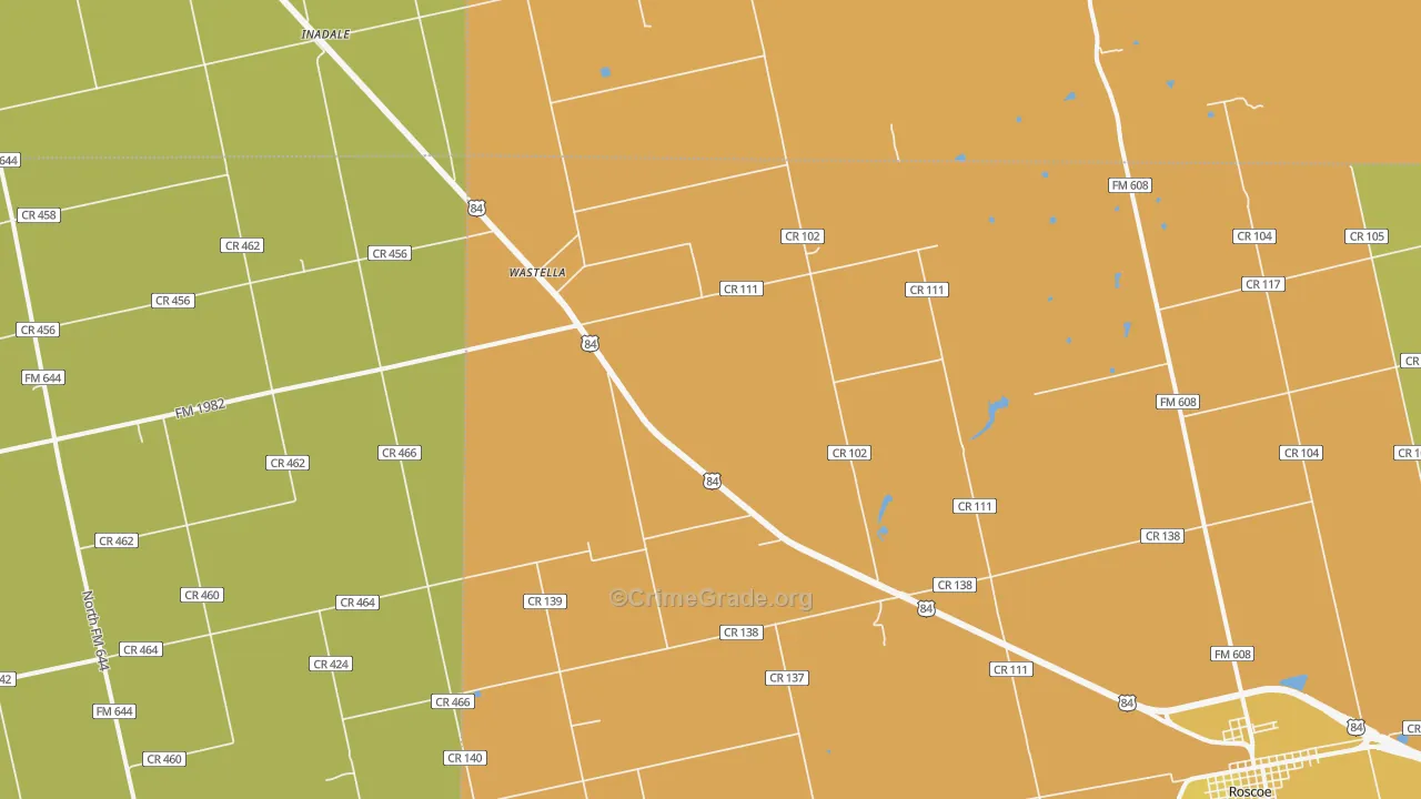 Wastella, TX Map of Theft Rates