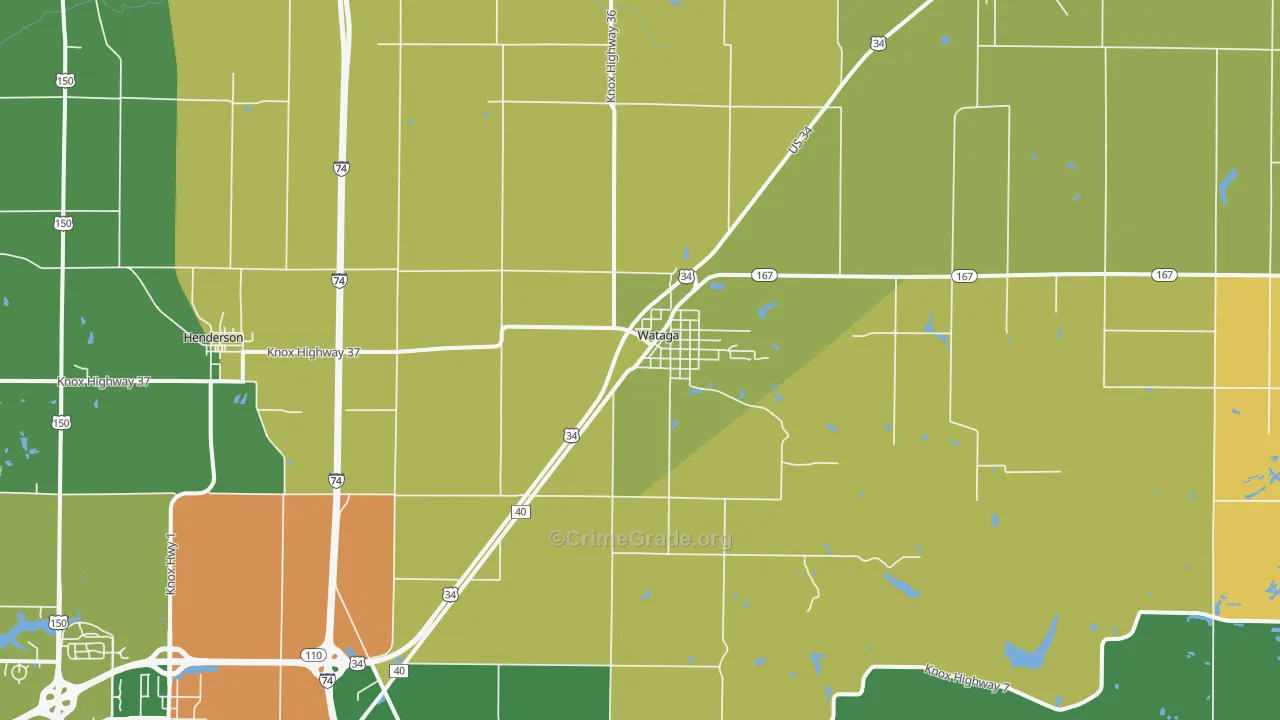 Wataga, IL Map of Theft Rates