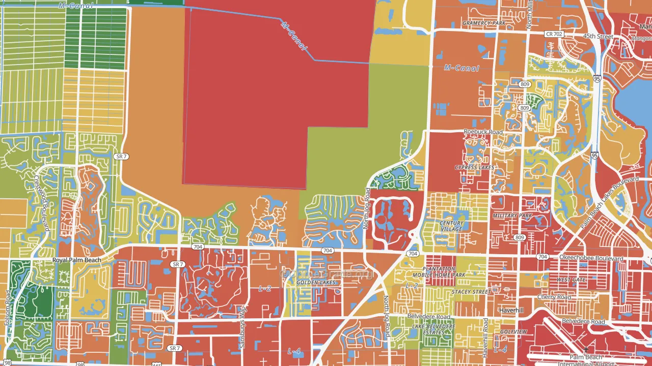 Water Catchment Area, West Palm Beach, FL Map of Theft Rates