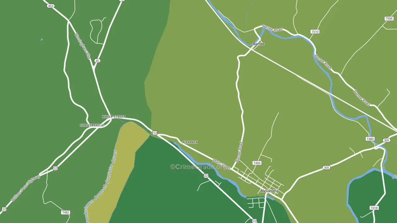 Water Street, PA Map of Theft Rates