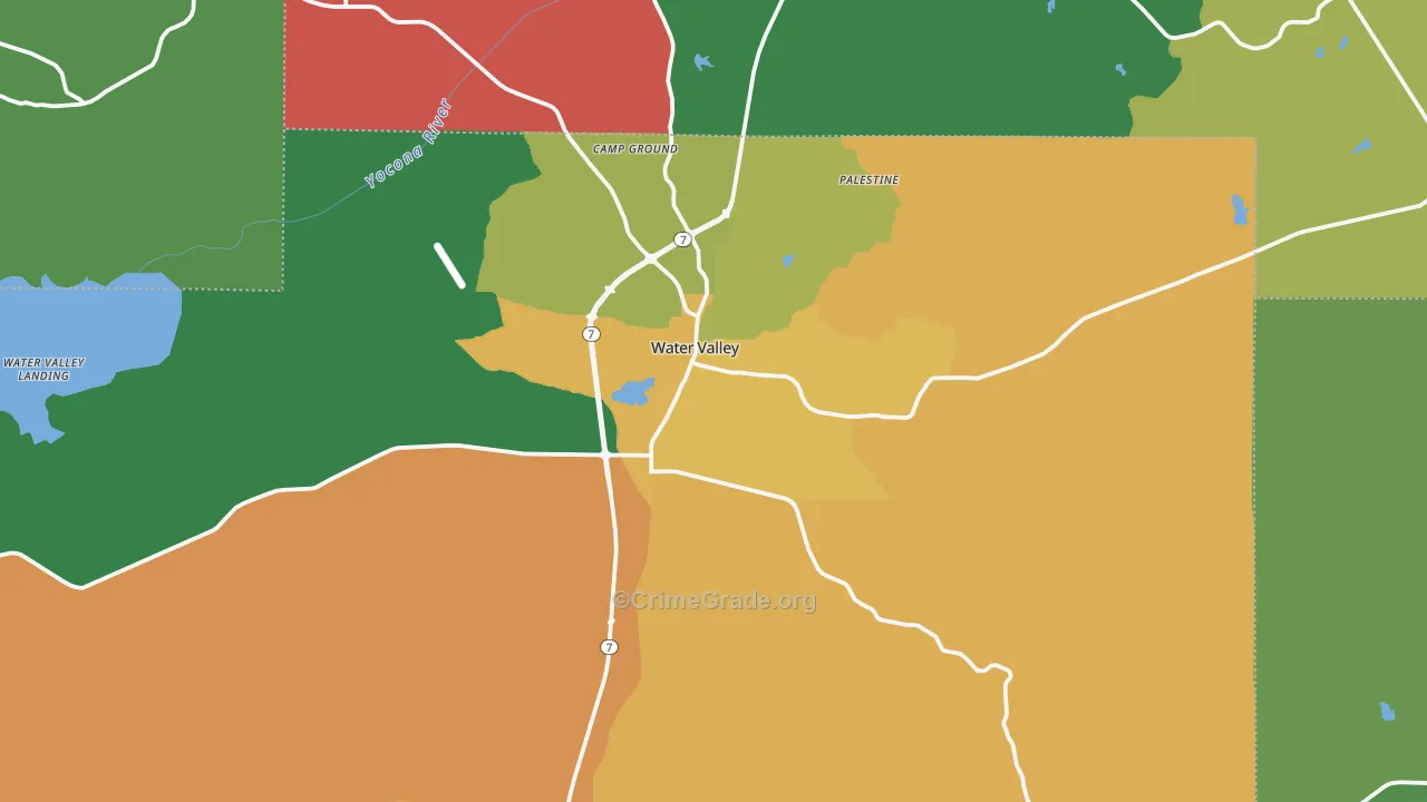 Water Valley, MS Map of Theft Rates