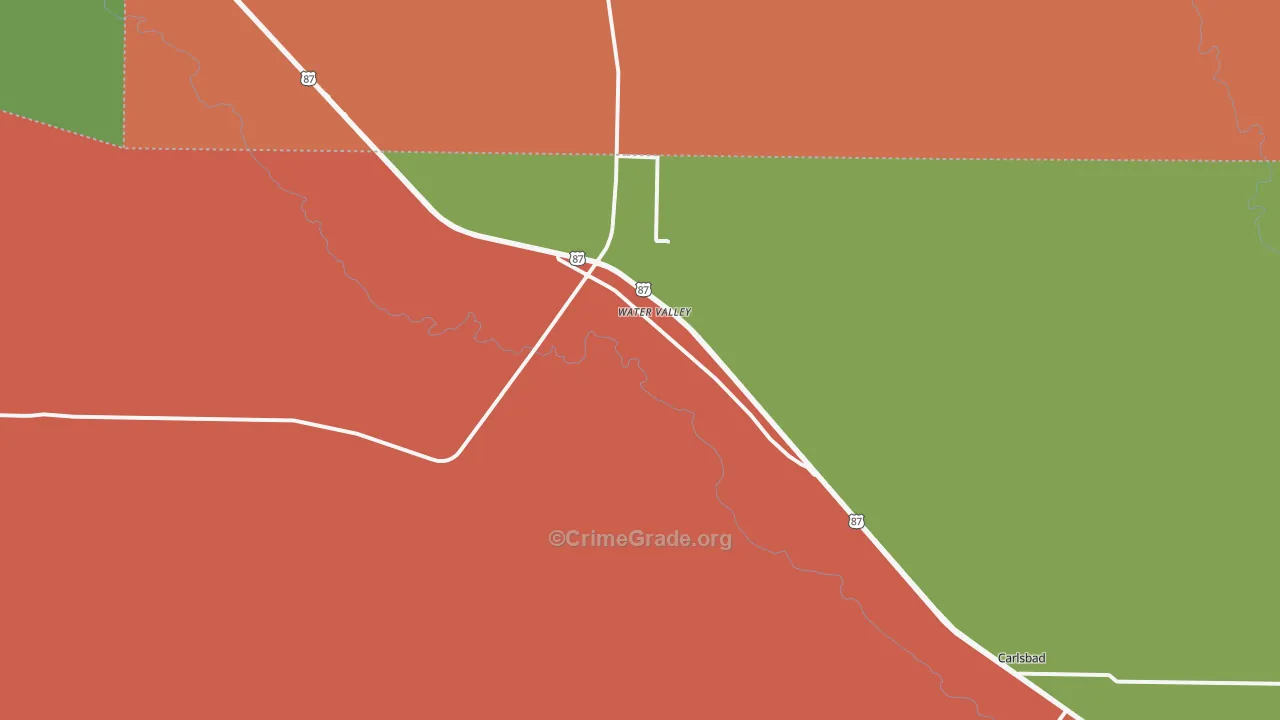Water Valley, TX Map of Theft Rates