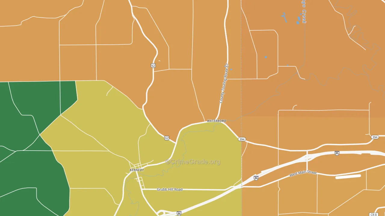 Waterboro, NY Map of Theft Rates