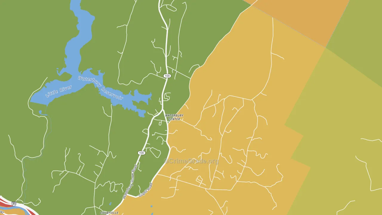 Waterbury Center, VT Map of Theft Rates