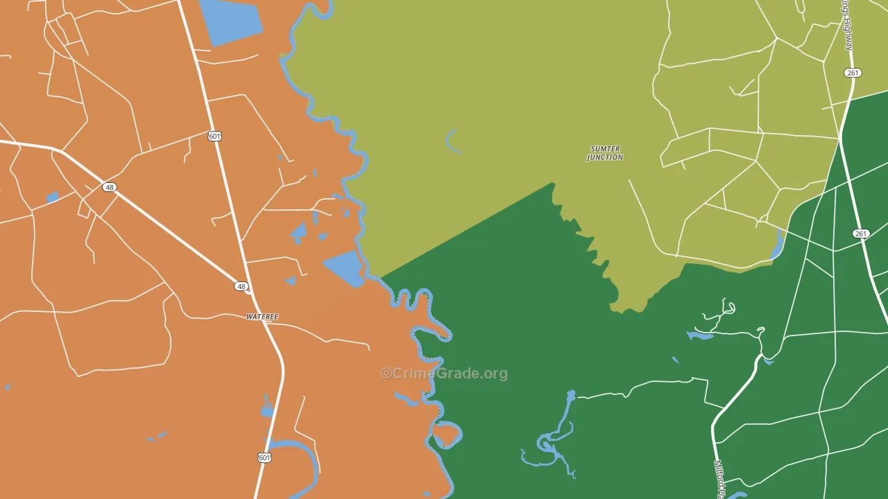 Wateree, SC Map of Theft Rates