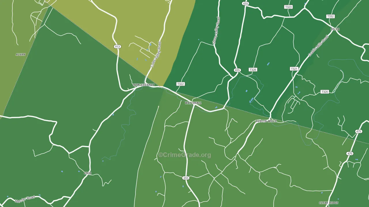 Waterfall, PA Map of Theft Rates