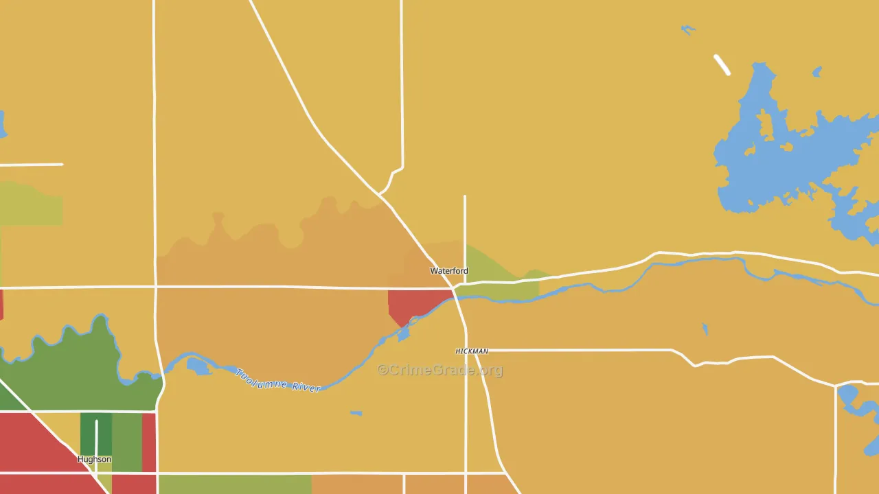 Waterford, CA Map of Theft Rates