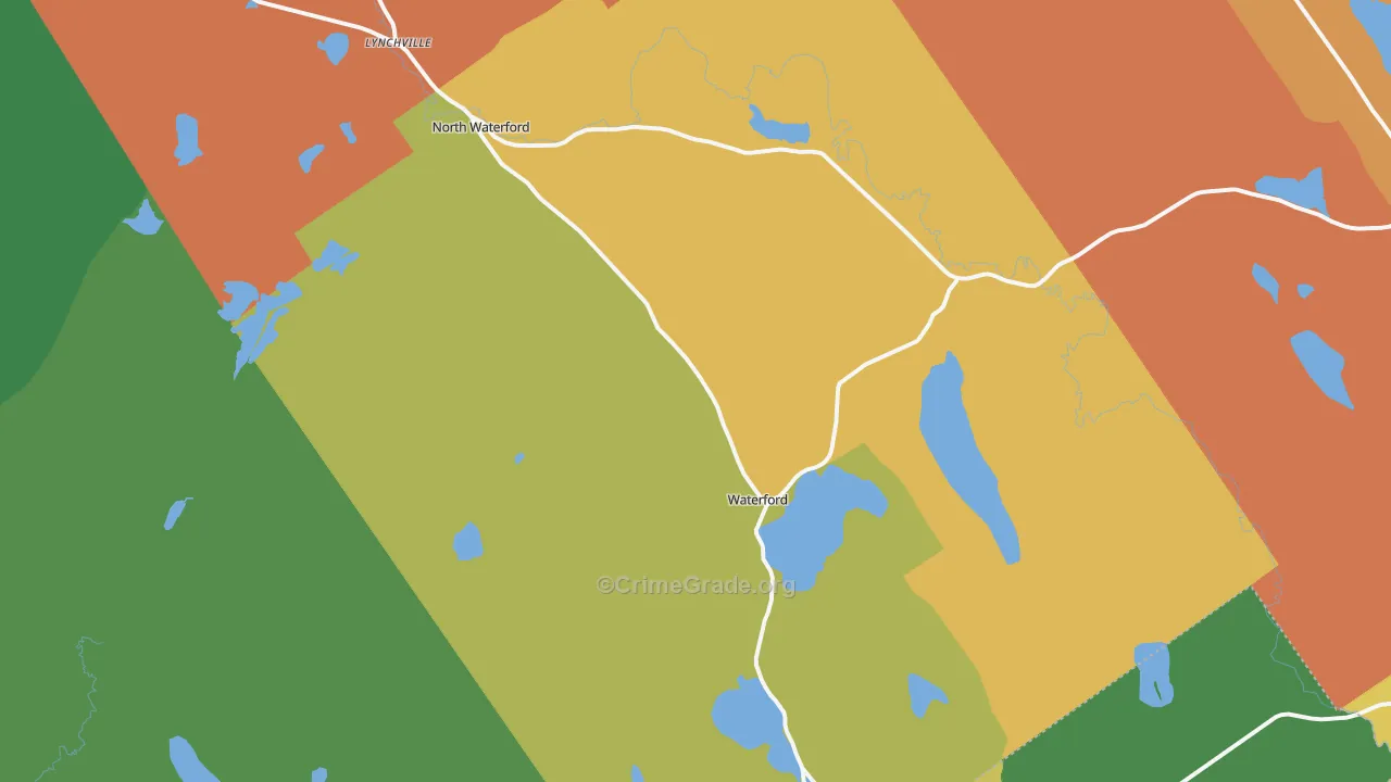 Waterford, ME Map of Theft Rates