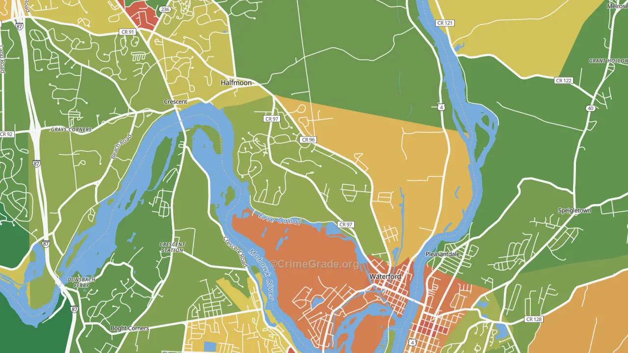 Waterford, NY Map of Theft Rates