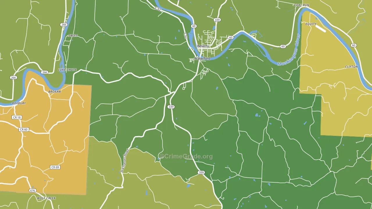 Waterford, OH Map of Theft Rates