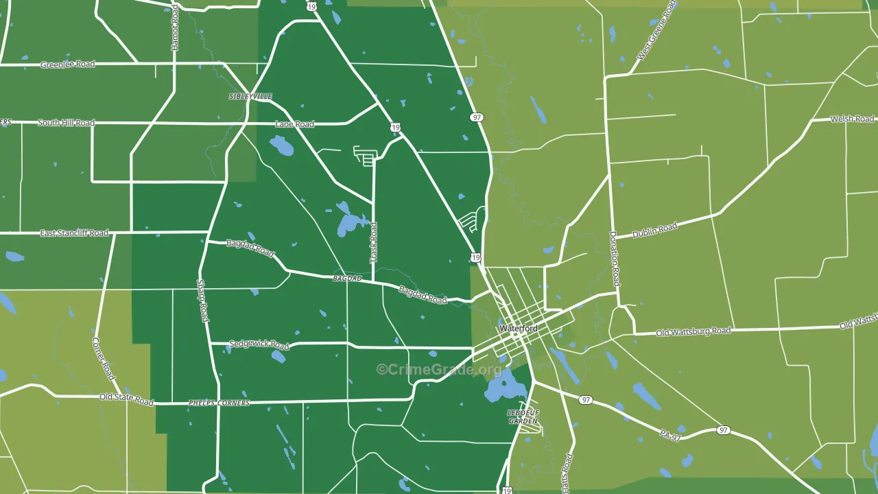 Waterford, PA Map of Theft Rates
