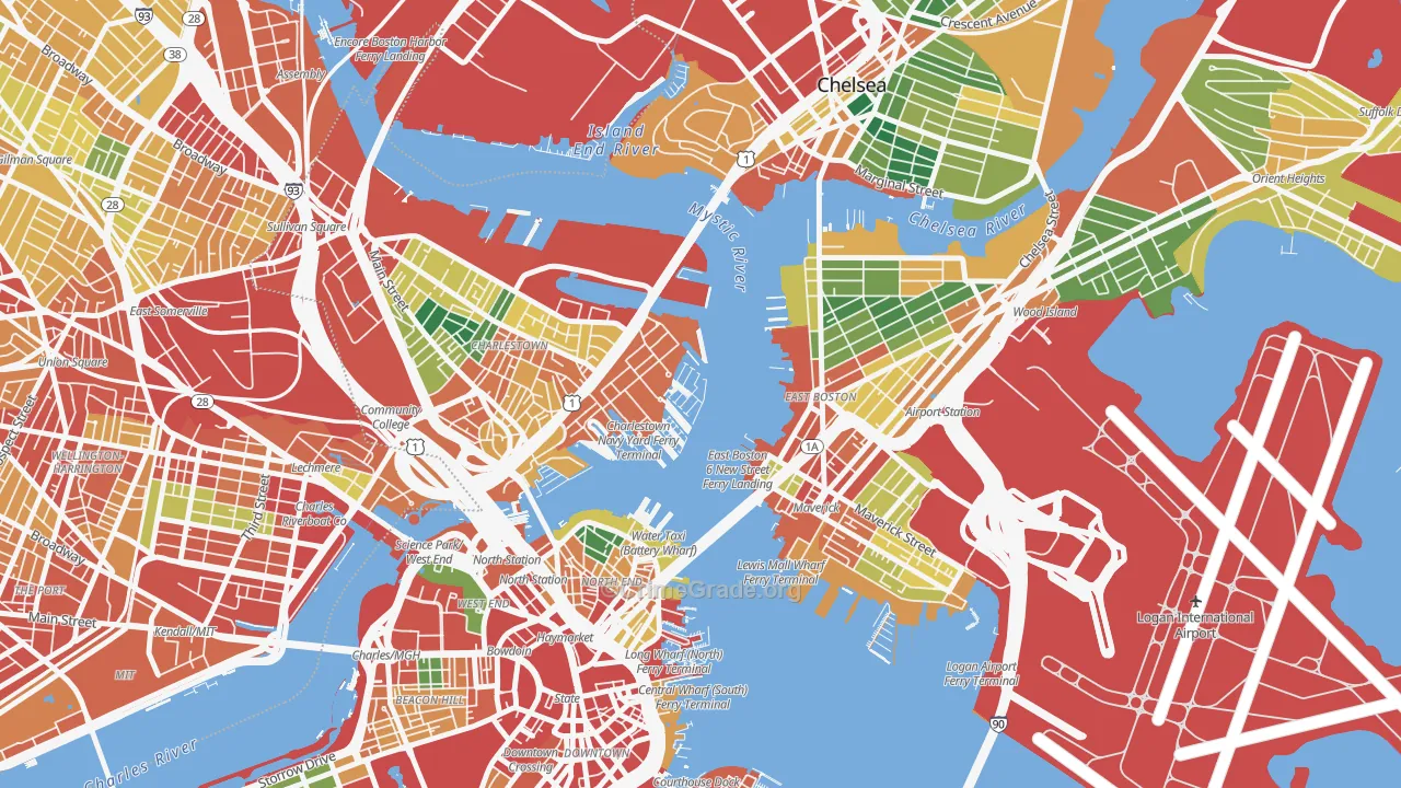 Waterfront, Boston, MA Map of Theft Rates