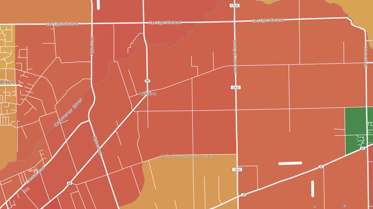 Waterloo, CA Map of Theft Rates