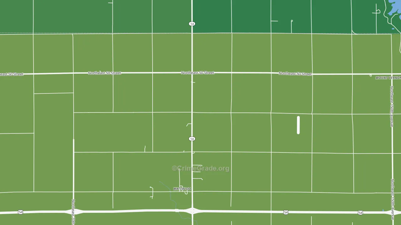 Waterloo, KS Map of Theft Rates