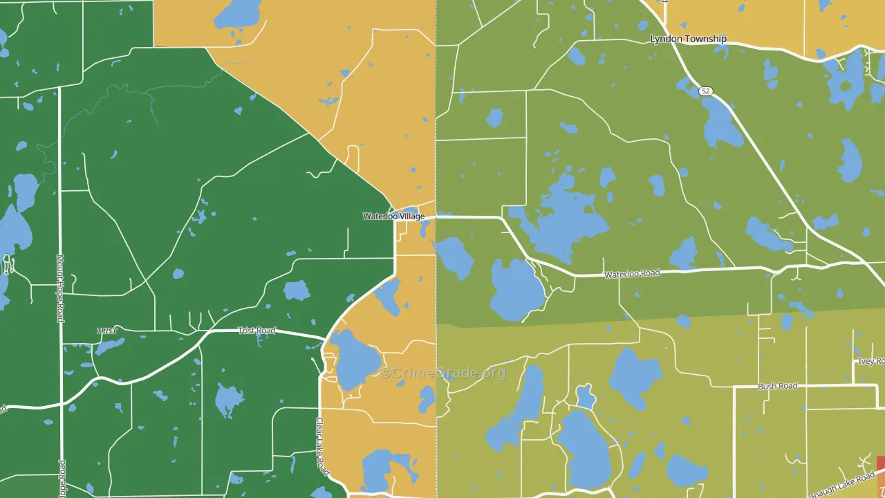 Waterloo, MI Map of Theft Rates