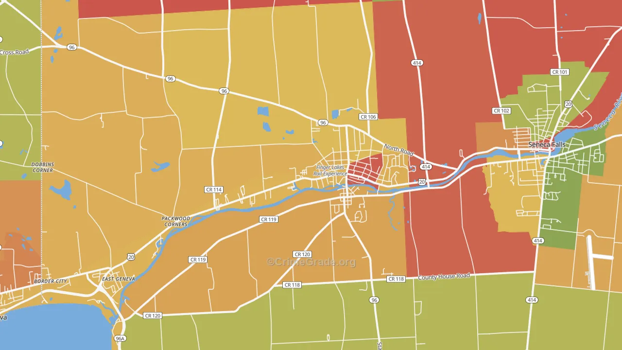 Waterloo, NY Map of Theft Rates