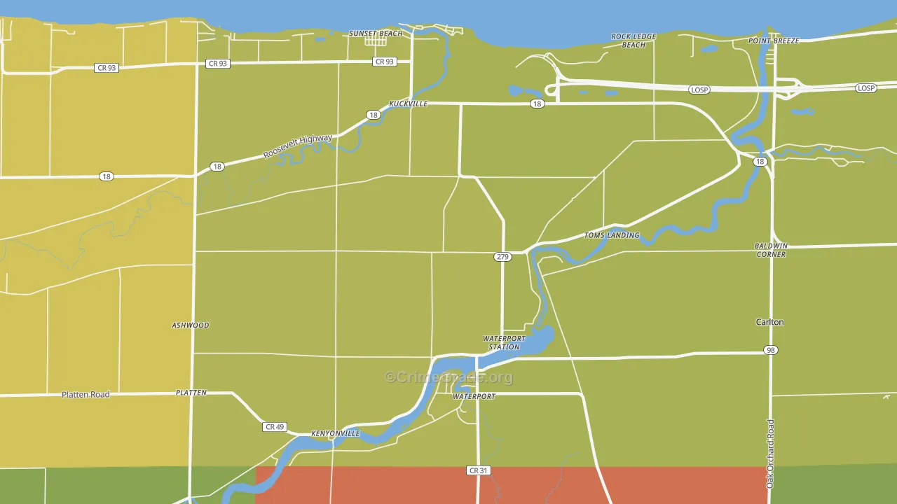 Waterport, NY Map of Theft Rates
