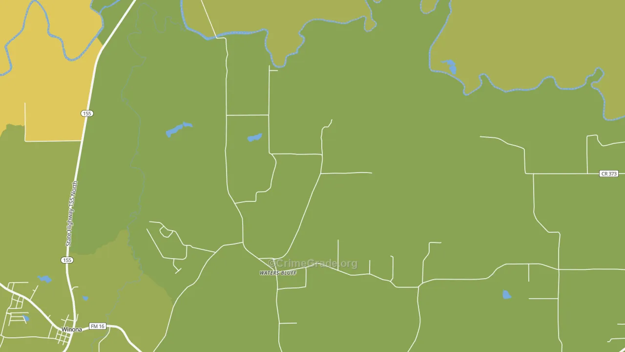 Waters Bluff, TX Map of Theft Rates
