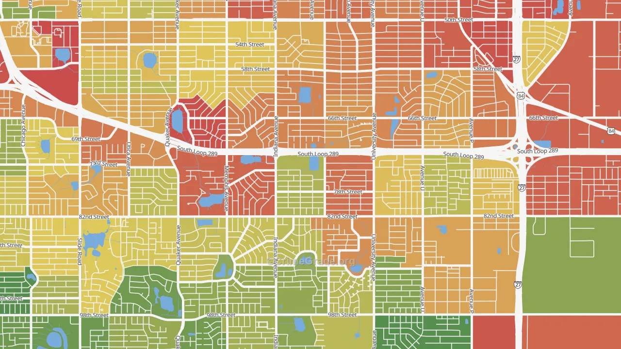 Waters, Lubbock, TX Map of Theft Rates