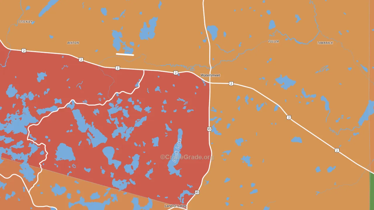 Watersmeet, MI Map of Theft Rates