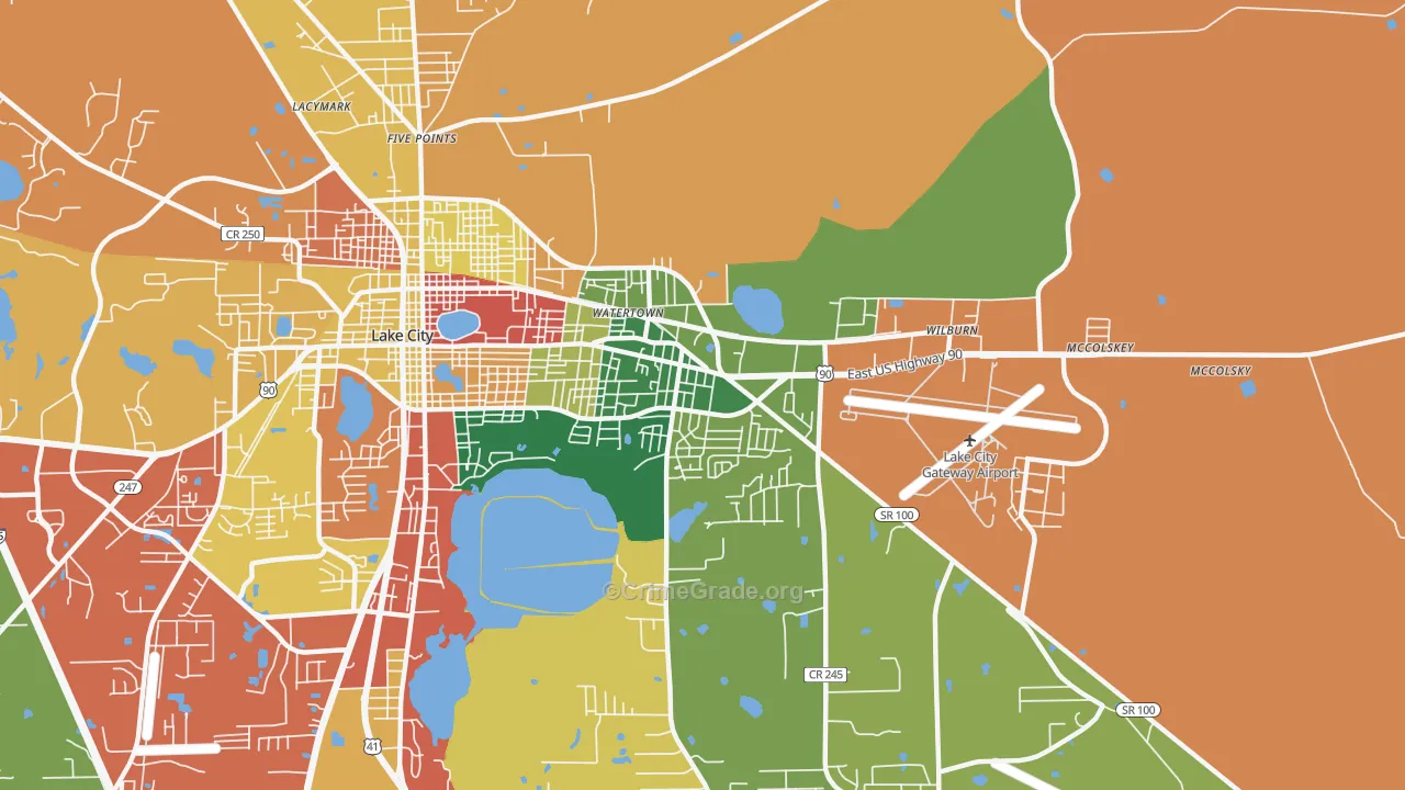 Watertown, FL Map of Theft Rates