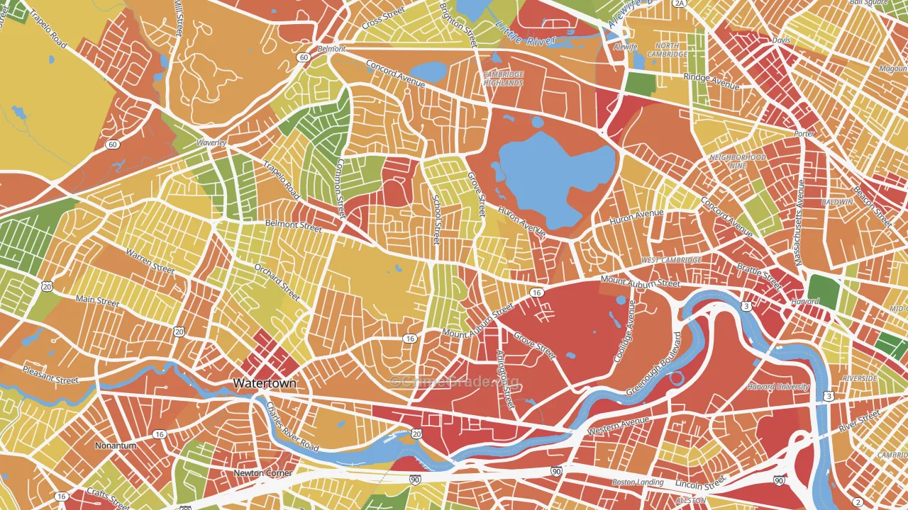 Watertown, MA Map of Theft Rates