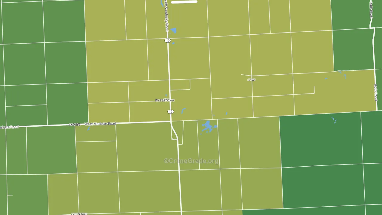 Watertown, MI Map of Theft Rates