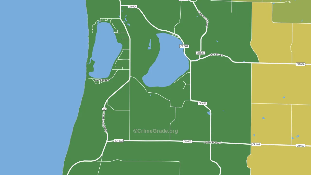Watervale, MI Map of Theft Rates