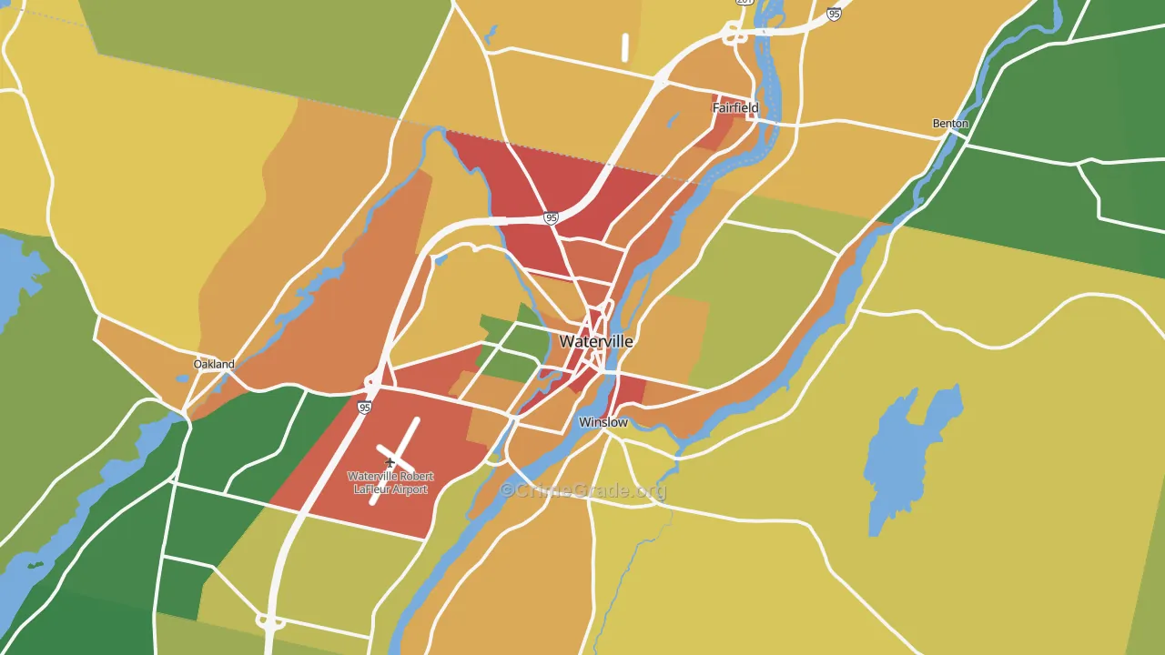 Waterville, ME Map of Theft Rates