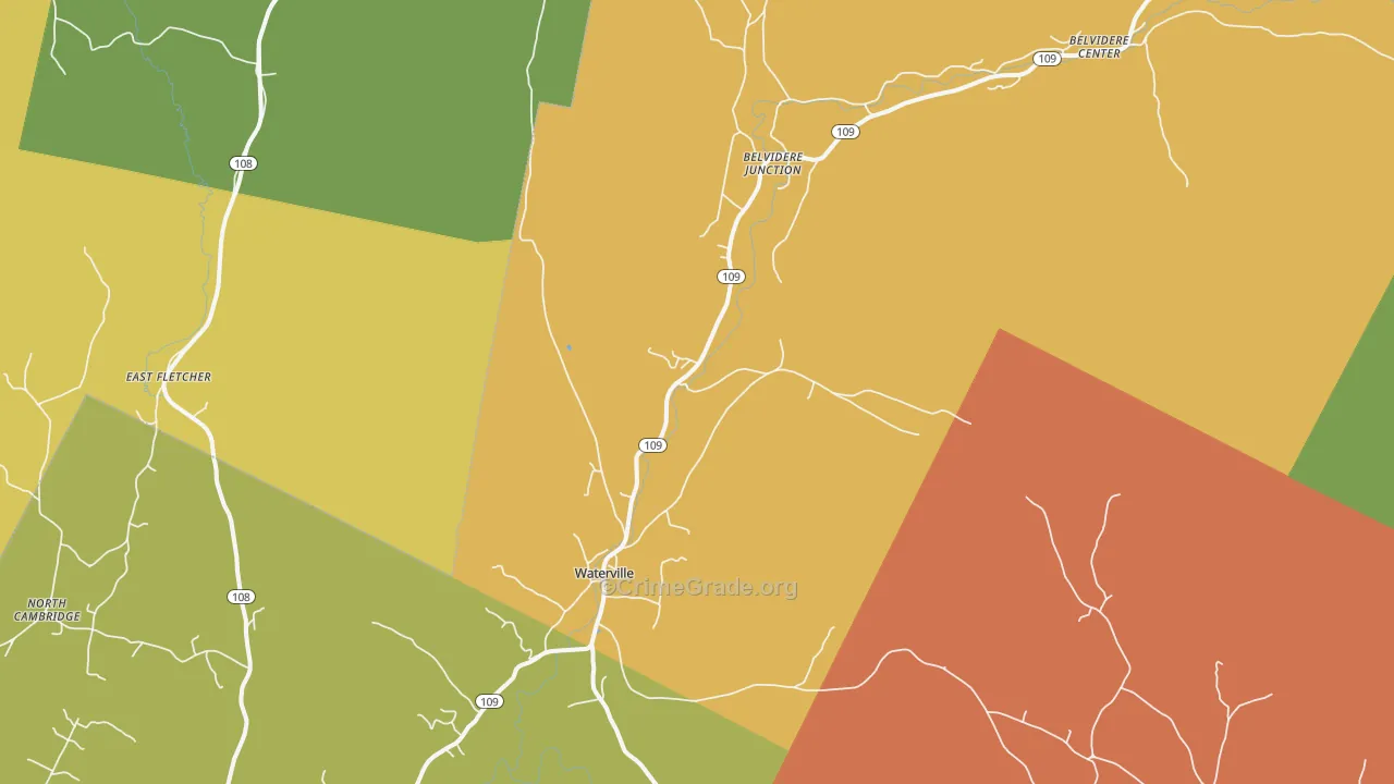 Waterville, VT Map of Theft Rates